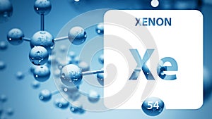 Xenon Xe chemical element. Xenon Sign with atomic number. Chemical 54 element of periodic table. Periodic Table of the Elements