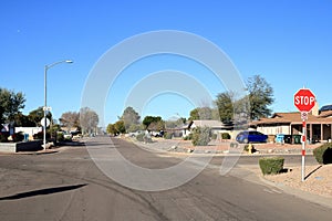 Xeriscaped Residential Street in Phoenix, Arizona