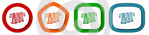 Power line, energy towers vector icon set, flat design buttons on white background