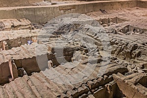 XI'AN, CHINA - AUGUST 6, 2018: View of the Pit 2 of the Army of Terracotta Warriors near Xi'an, Shaanxi province, Chi