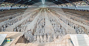 XI'AN, CHINA - AUGUST 6, 2018: View of the Pit 1 of the Army of Terracotta Warriors near Xi'an, Shaanxi province, Chi