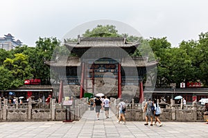 Stone bridge, pond and archway in Stele Forest or Beilin Museum