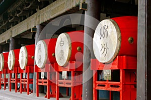 Xi'an, China: Red Drums at Drum Tower