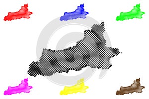 Xi`an City People`s Republic of China, Shaanxi Province map vector illustration, scribble sketch City of Sian or Hsi-an map