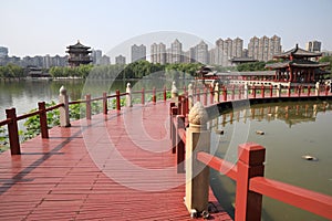 Xi `an datang lotus garden is a famous tourist attraction.