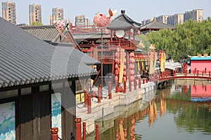 Xi `an datang lotus garden is a famous tourist attraction.