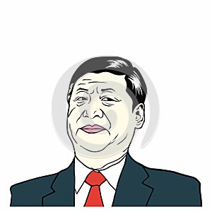 Xi Jinping, President of People`s Republic of China, Flat Design Vector Illustration