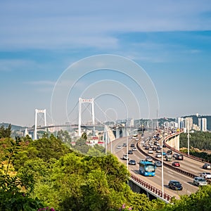 Xiamen haicang bridge in daytime closeup