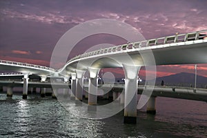 Xiamen Yanwu Sea-Crossing Bridge at Sunset