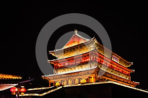 Xian Bell Tower lit at night