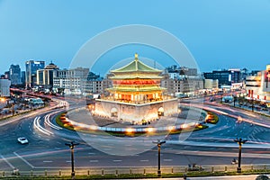 Xian bell tower in nightfall