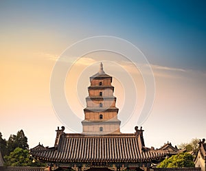 Xian big wild goose pagoda closeup