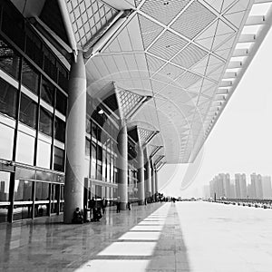 Xian, China - April 2019: Xian Train Station for high speed trains in China