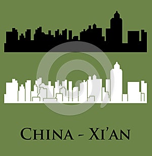 Xian, China city silhouette