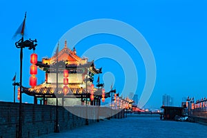 Xian city wall at night