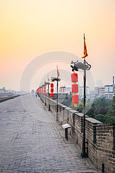 Xian city wall in sunset