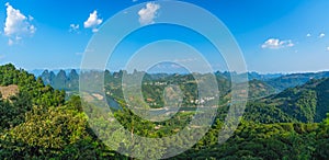 Xianggong Hill viewpoint panorama of Yangshuo landscape