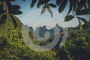 Xianggong Hill viewpoint view of Yangshuo landscape