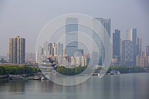 Xiangjiang River and Changsha skyline, Hunan, China