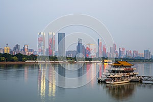 Xiangjiang River and Changsha skyline, Hunan, China