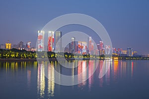 Xiangjiang River and Changsha skyline, Hunan, China