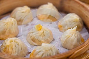 xiao long bao steamed soup dumpling bun with crab meat