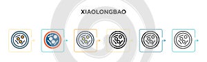 Xiaolongbao vector icon in 6 different modern styles. Black, two colored xiaolongbao icons designed in filled, outline, line and