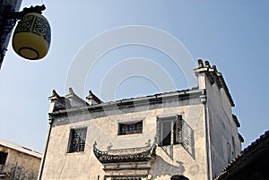 Xidi Ancient Town in Anhui Province, China. A house in a quiet street in the old town
