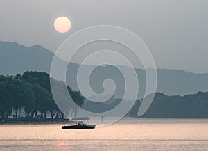 Xihu Lake at sunset, Hangzhou, China
