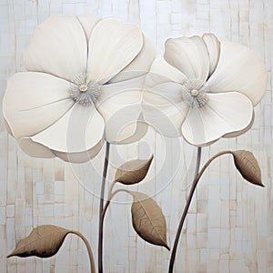 Xiiiwhite Poppies Hand-painted Metallic Finish Himalayan Art