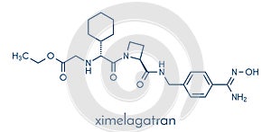 Ximelagatran anticoagulant drug molecule direct thrombin inhibitor. Skeletal formula. photo