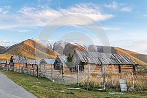 Xinjiang baihaba villages at dusk