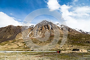 Xinjiang, China: Himalayaâ€™s mountains on the Pamir Plateau along Karakorum Highway.