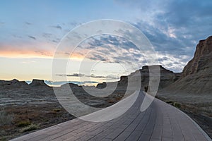 Xinjiang ghost town in sunset