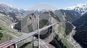 Xinjiang Guozigou Bridge is an important hub of China\'s One Belt One Road project(The Belt and Road