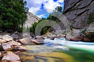 Xinjiang keketuohai scenic areathe irtysh river grand canyon, river flow,