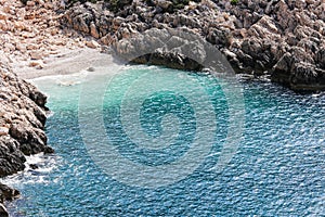 Xit from the sea on a rocky coast