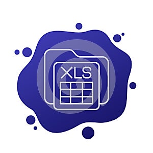 xls document icon with a file folder, line vector