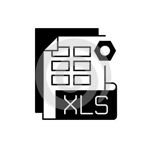 XLS file black linear icon