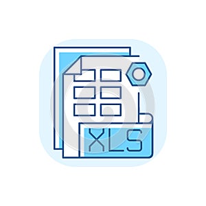 XLS file blue RGB color icon