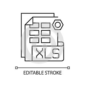 XLS file pixel perfect linear icon