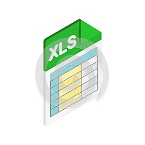 XLS icon, isometric 3d style