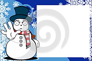 Xmas angry snow man cartoon expression picture frame background