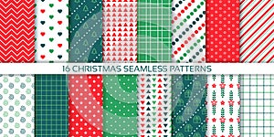 Xmas backgrounds. Seamless noel patterns. Vector illustration