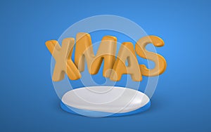 Xmas banner design. 3d round scene with white snow. Christmas poster. Vector illustration
