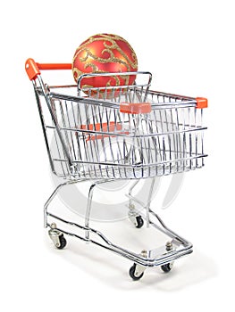 Xmas bauble in shopping cart