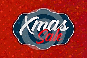 Xmas christmas banner on red background with snowflakes and stars. Template for greeting card, brochure, poster or banner. Vector