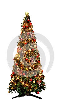 Xmas christmas tree isolated balls  lights ribbons