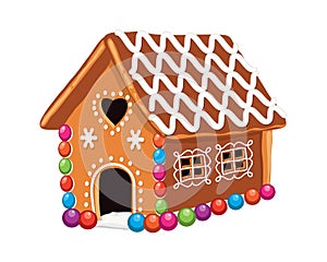 Xmas colorful gingerbread house. vector