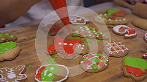 Xmas cookie for Christmas and Happy New Year. Gingerbread with decoration